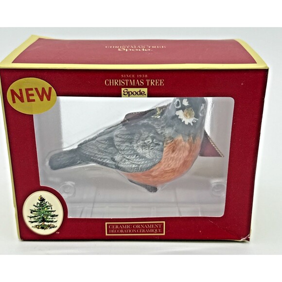 Spode Orange Breast ROBIN/Bird Ceramic Christmas Tree Ornament NEW - Picture 1 of 10
